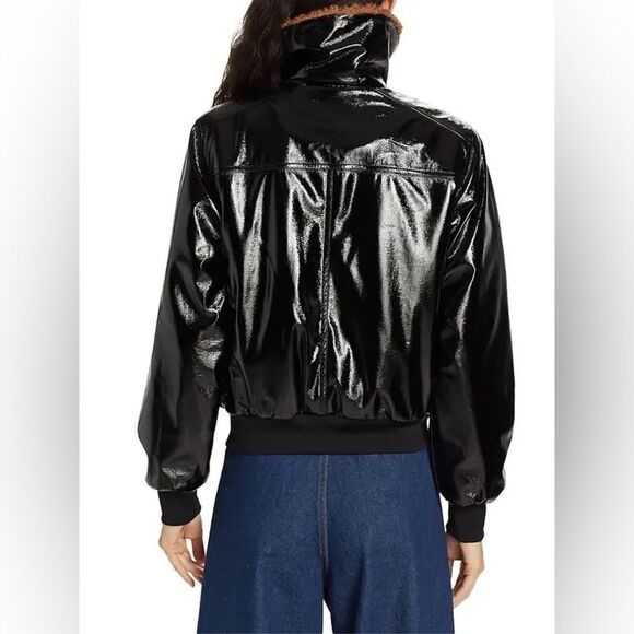 MOTHER Pilot Faux Patent Leather Jacket in Black,, NWT, Size XL - Picture 6 of 14